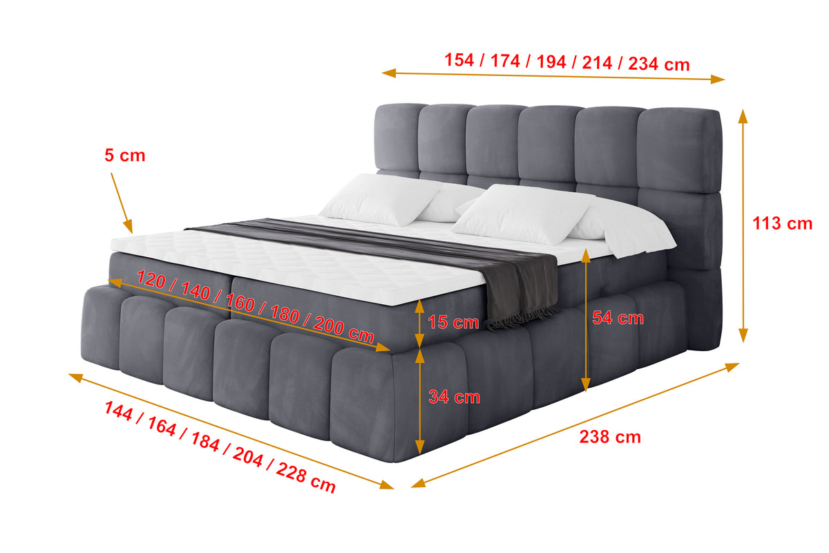 Łóżko boxspring AURI welur