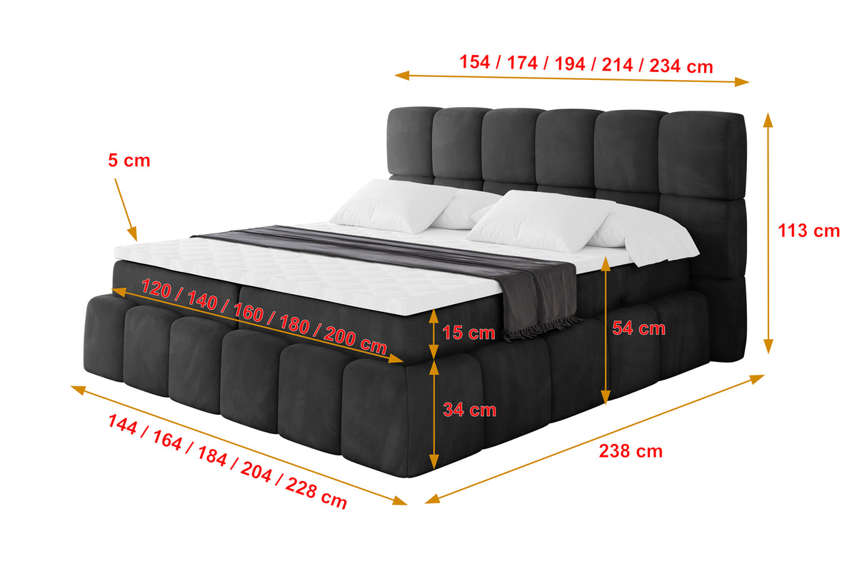 Łóżko boxspring AURI welur