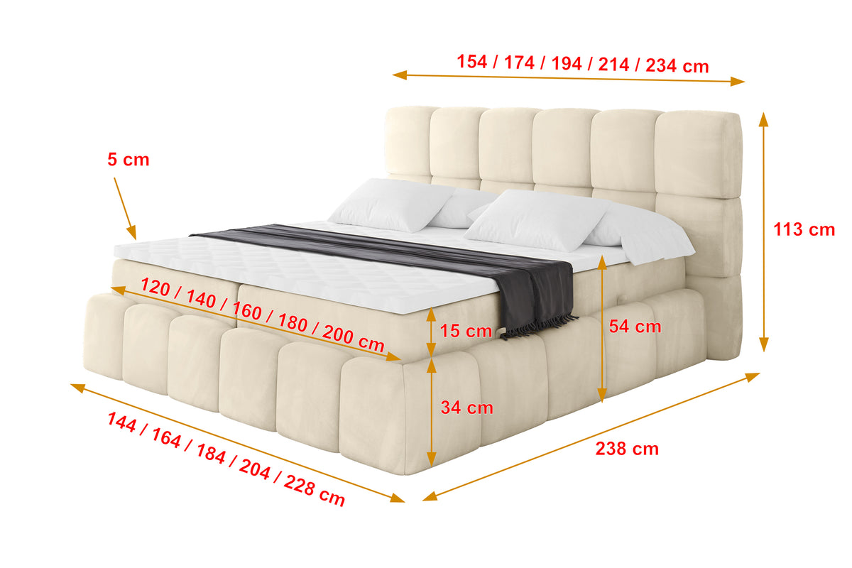 Łóżko boxspring AURI welur