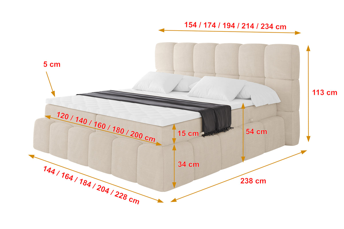 Łóżko boxspring AURI sztruks