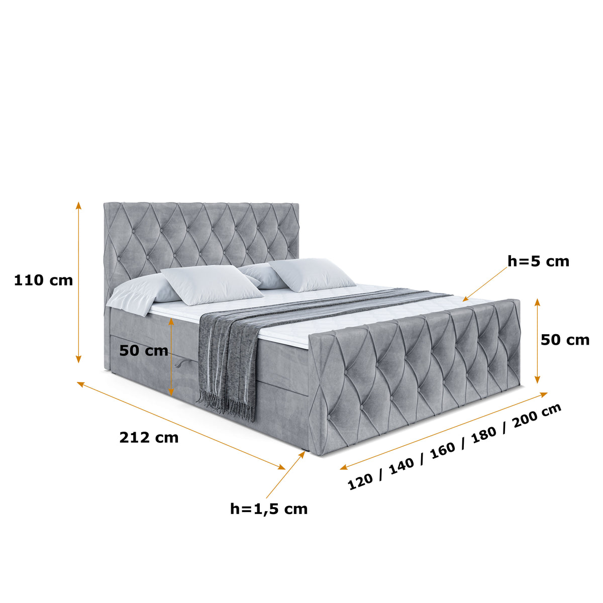 Łóżko boxspring AMAY welur