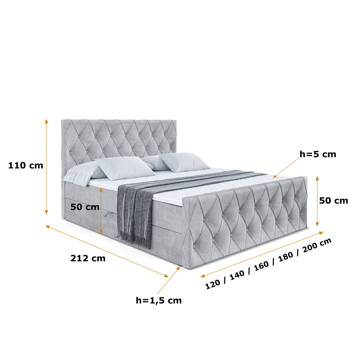 Łóżko boxspring AMAY welur
