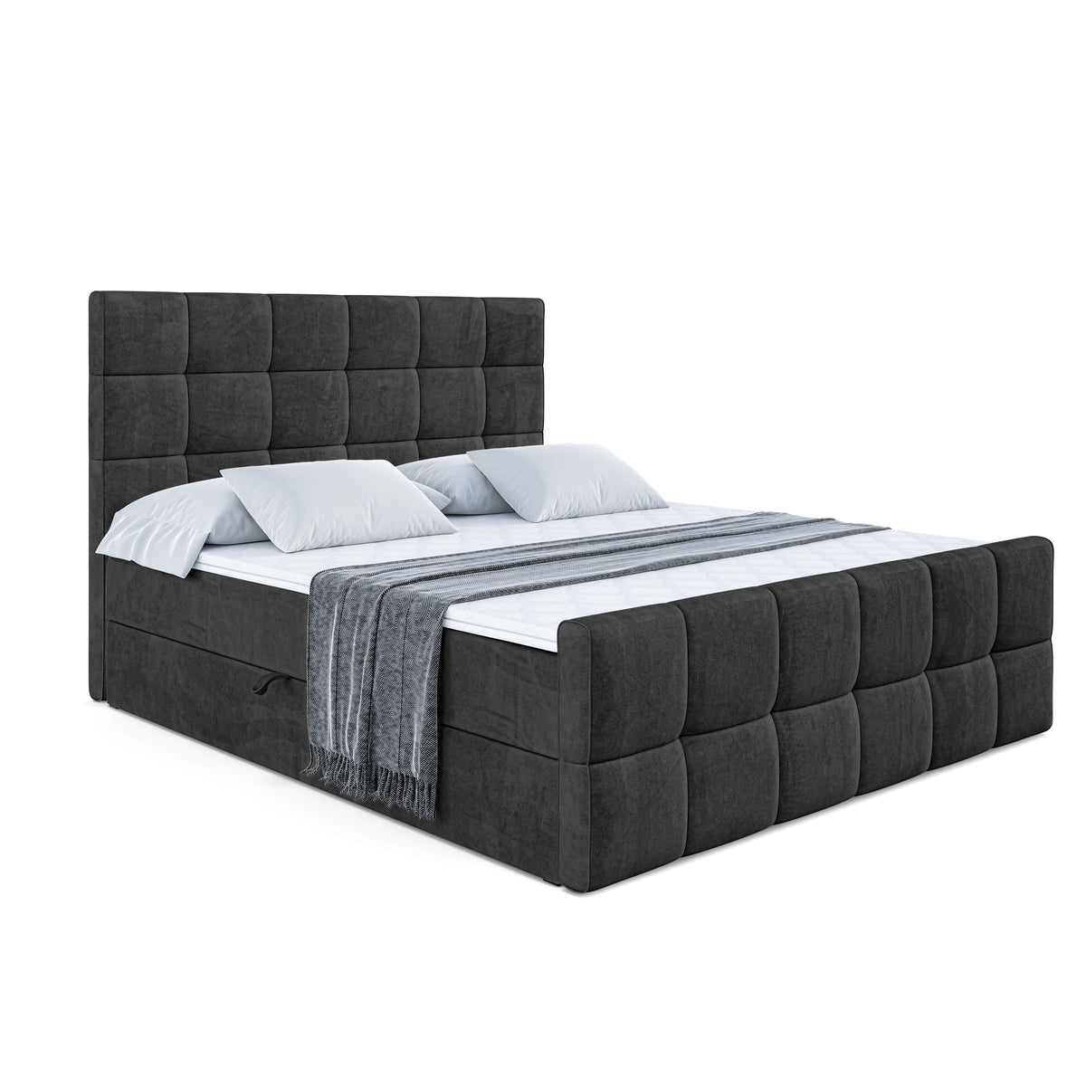 Łóżko boxspring APO-Z welur, Czarny - Casablanca 2316 / 120x200 cm / H3