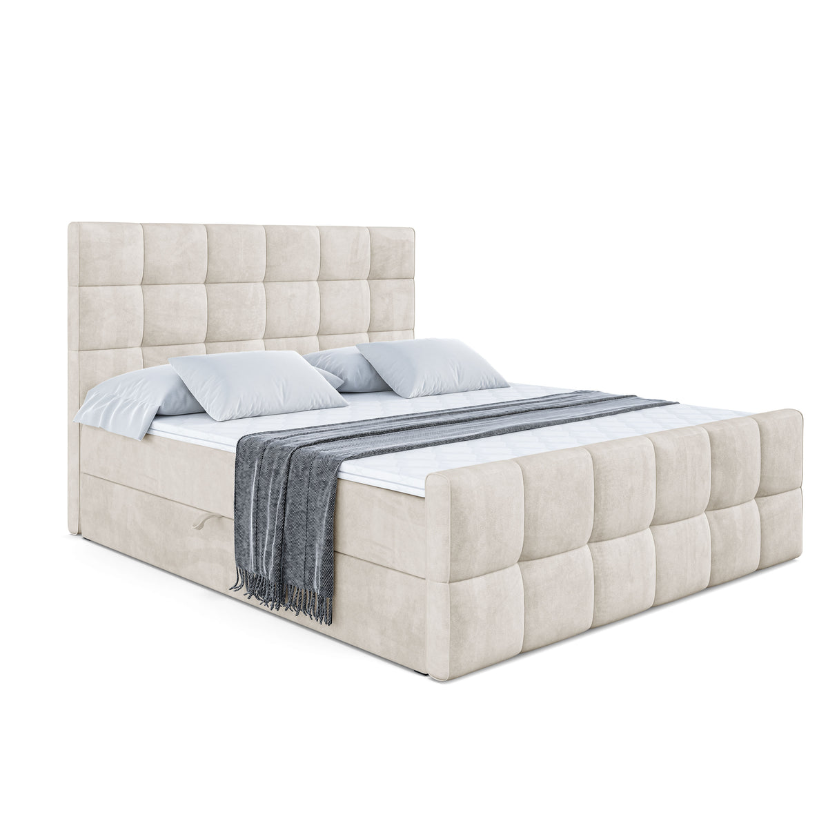Łóżko boxspring APO-Z welur, Beżowy - Casablanca 2301 / 120x200 cm / H3