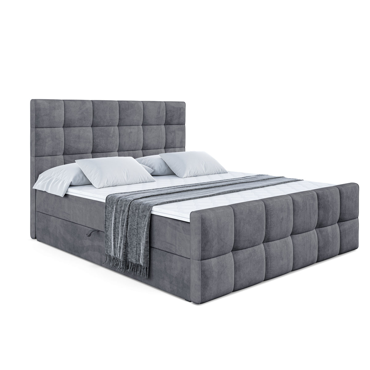 Łóżko boxspring APO-Z welur, Ciemnoszary - Casablanca 2315 / 120x200 cm / H4