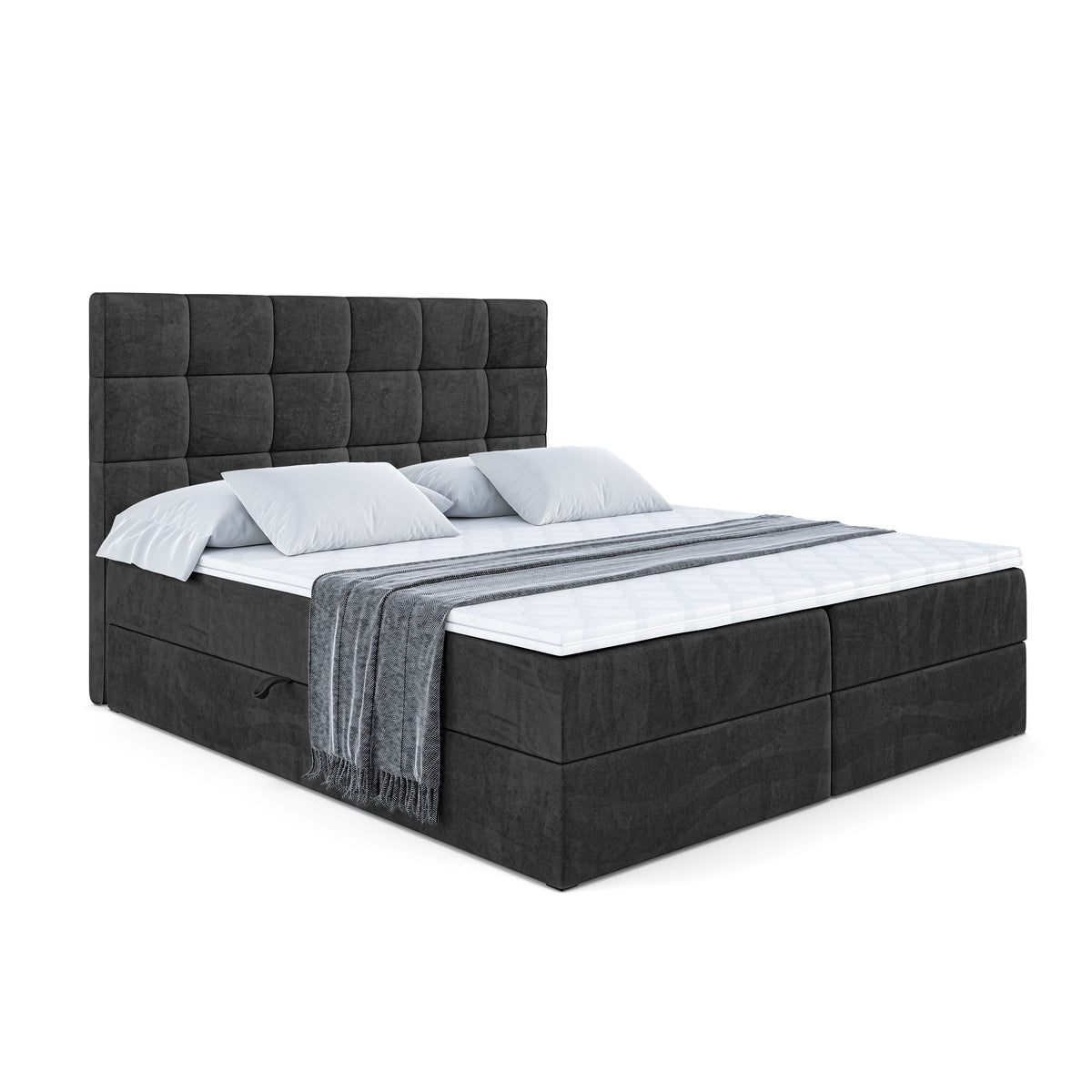 Łóżko boxspring APO welur, Czarny - Casablanca 2316 / 120x200 cm / H4