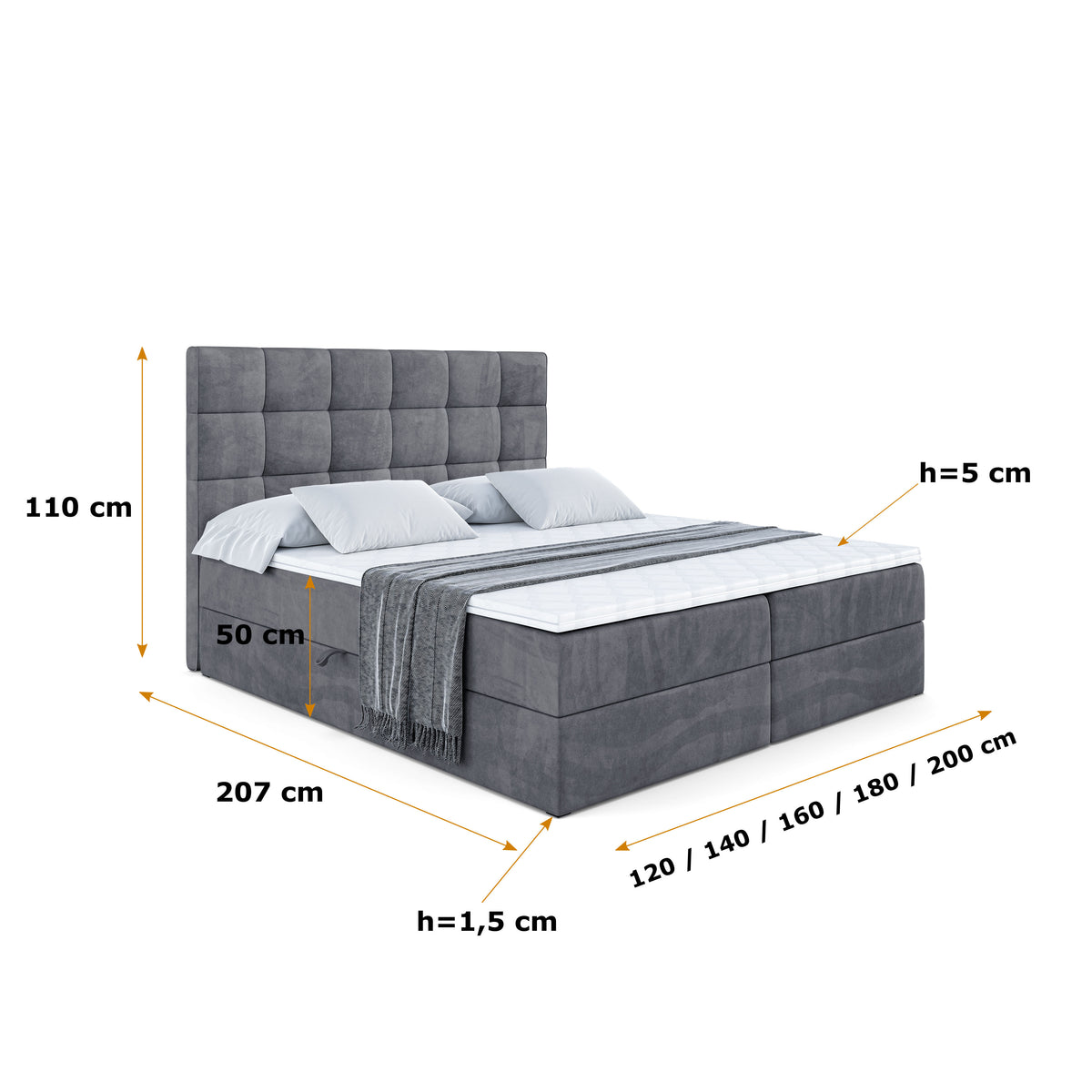 Łóżko boxspring APO welur