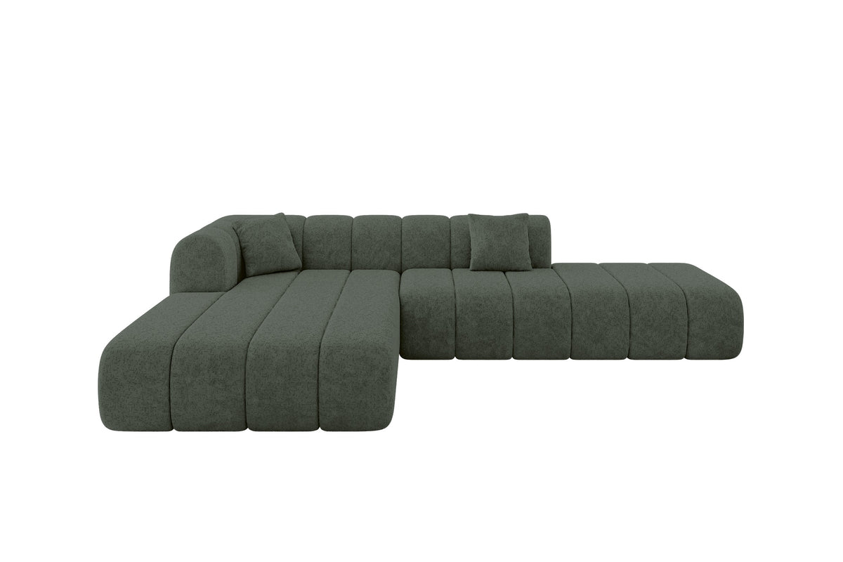 Narożnik BILA-L szenil, Zielony - Bosco 35 / Otomana z lewej / Bez funkcji spania