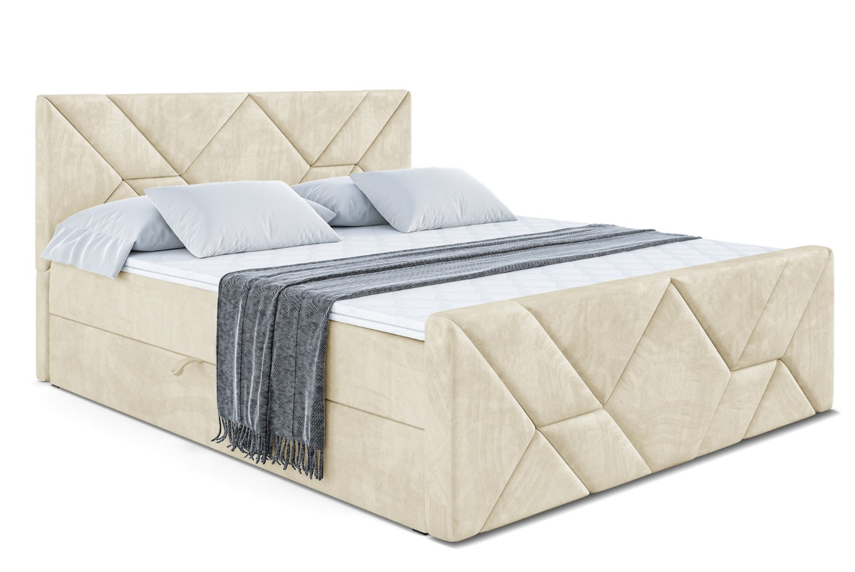 Łóżko boxspring BARWA-Z welur, Beżowy - Monolith 04 / 120x200 cm / H4