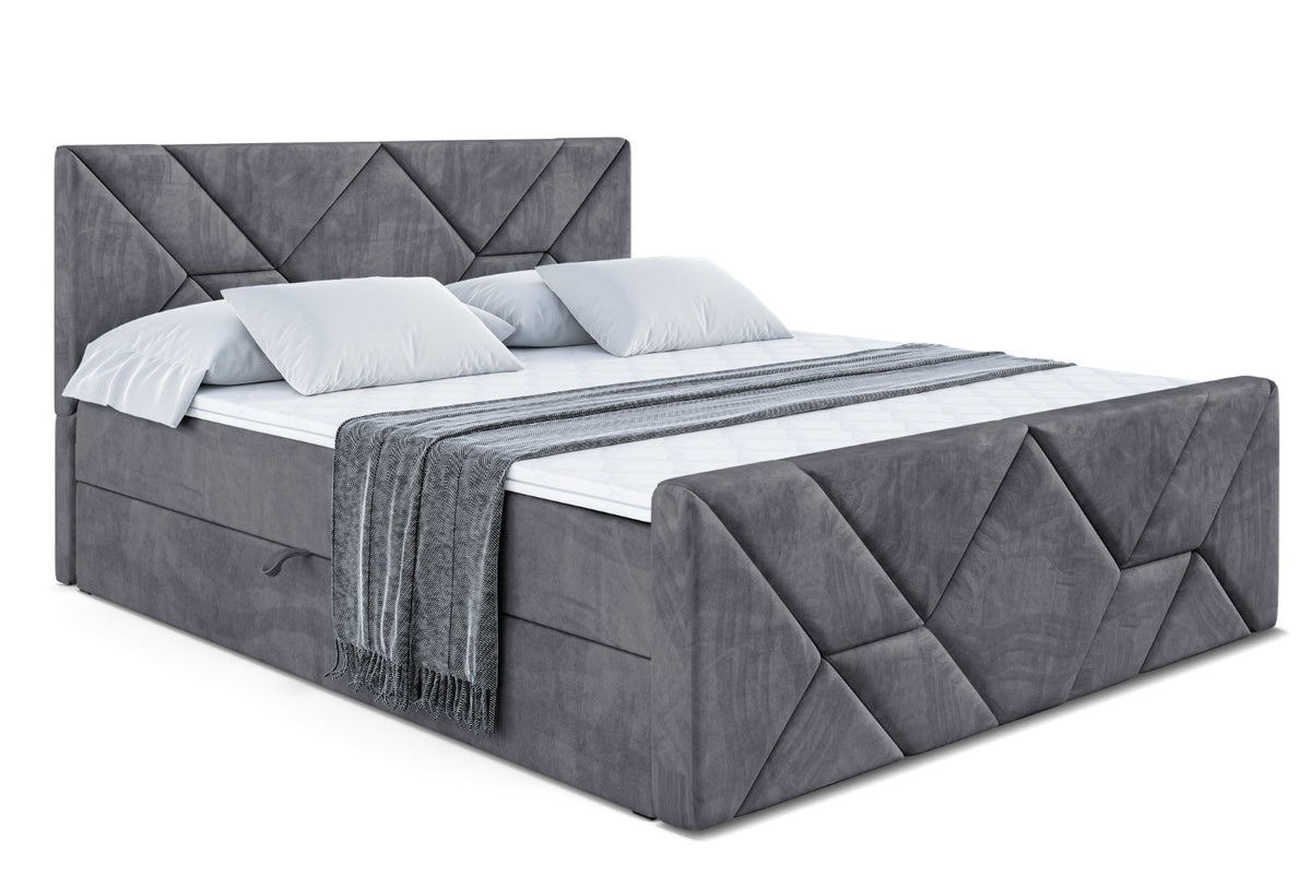Łóżko boxspring BARWA-Z welur, Ciemnoszary - Casablanca 2315 / 120x200 cm / H4