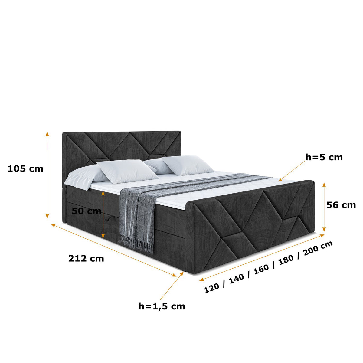 Łóżko boxspring BARWA-Z welur