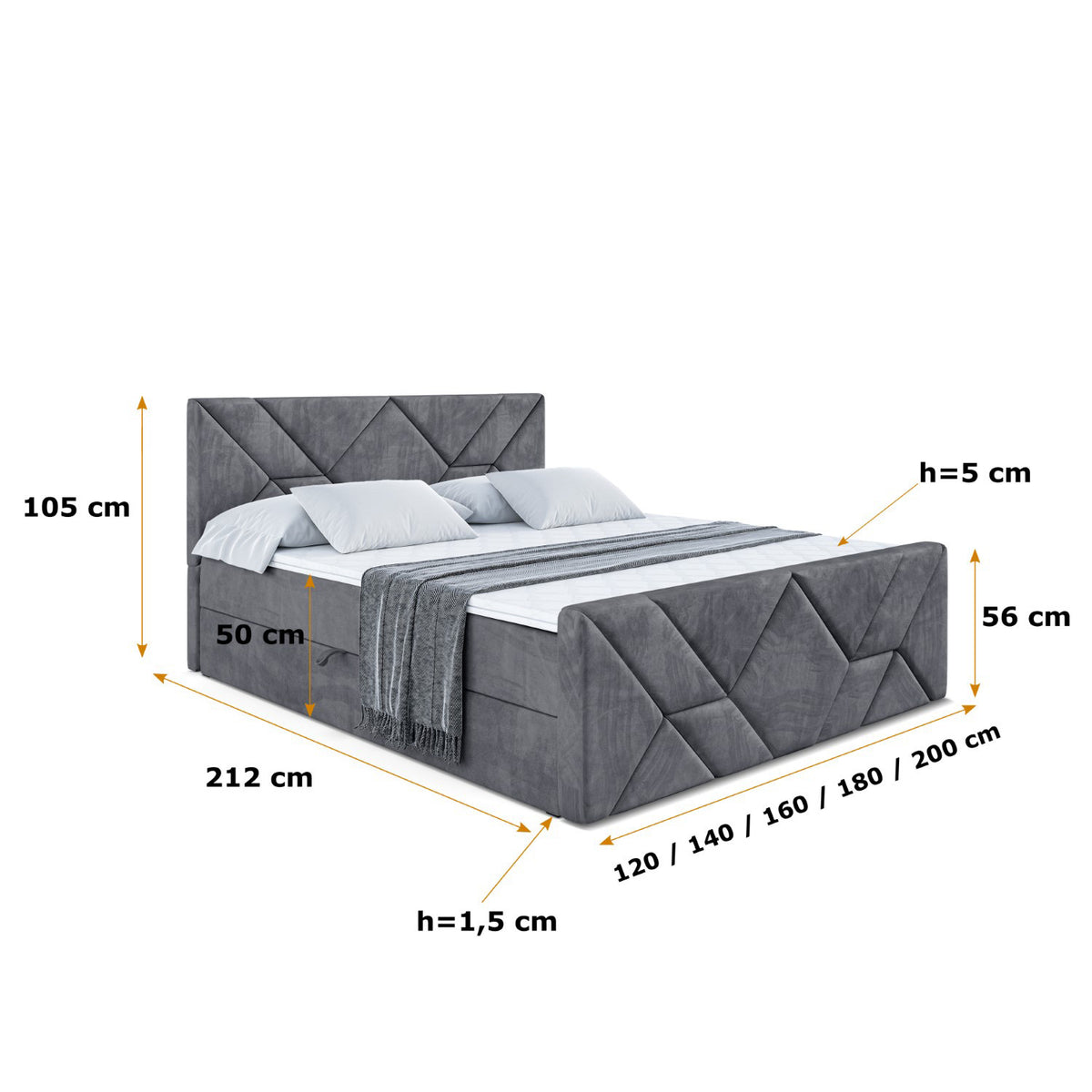 Łóżko boxspring BARWA-Z welur