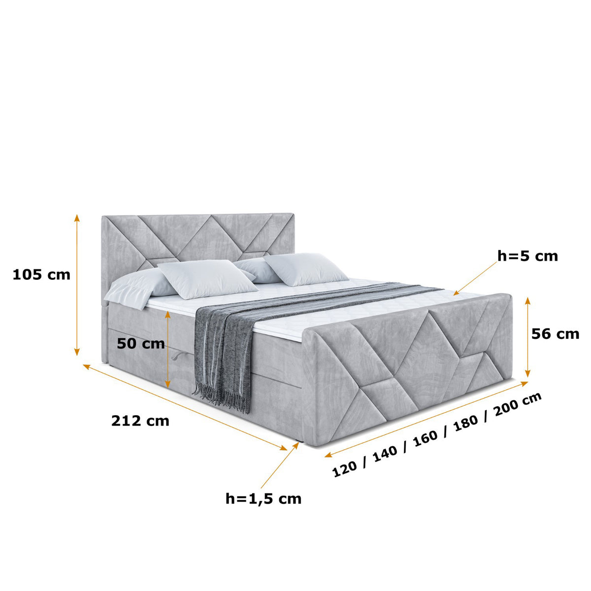 Łóżko boxspring BARWA-Z welur