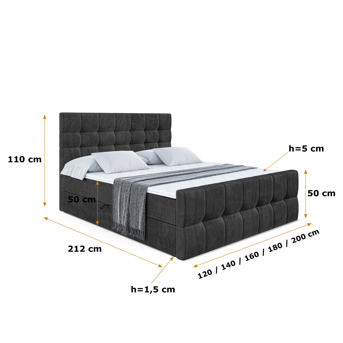 Łóżko boxspring BERO-Z welur