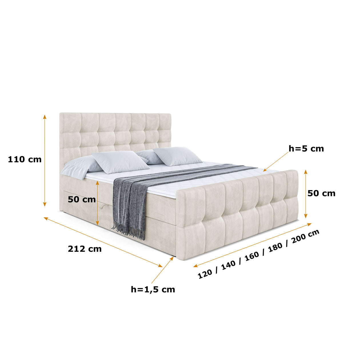 Łóżko boxspring BERO-Z welur