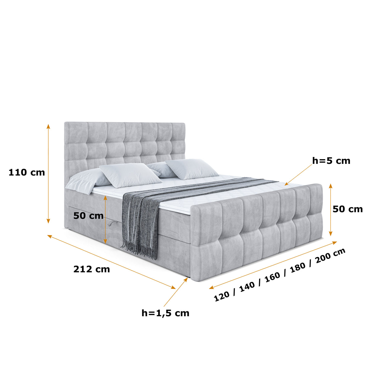 Łóżko boxspring BERO-Z welur