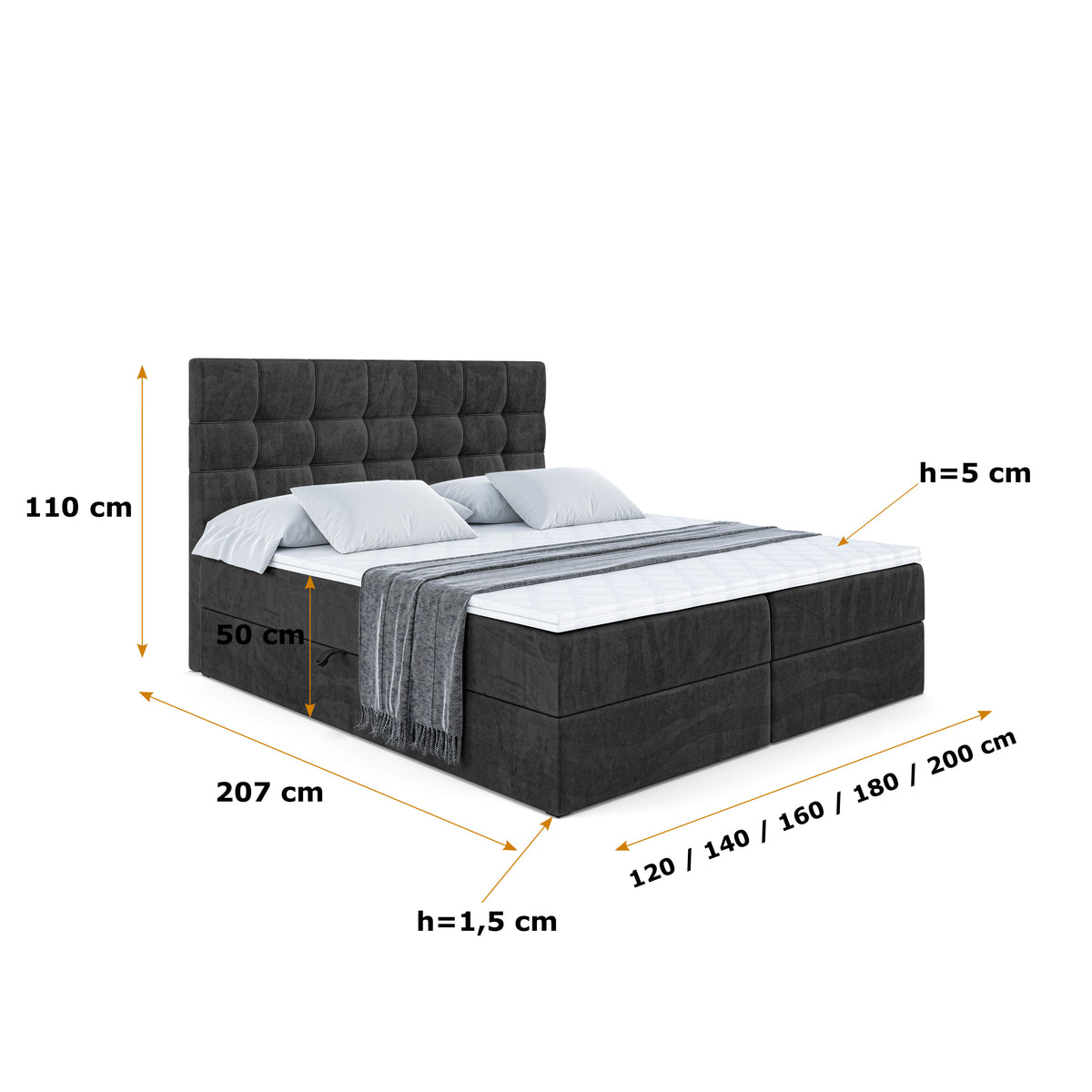 Łóżko boxspring BERO welur