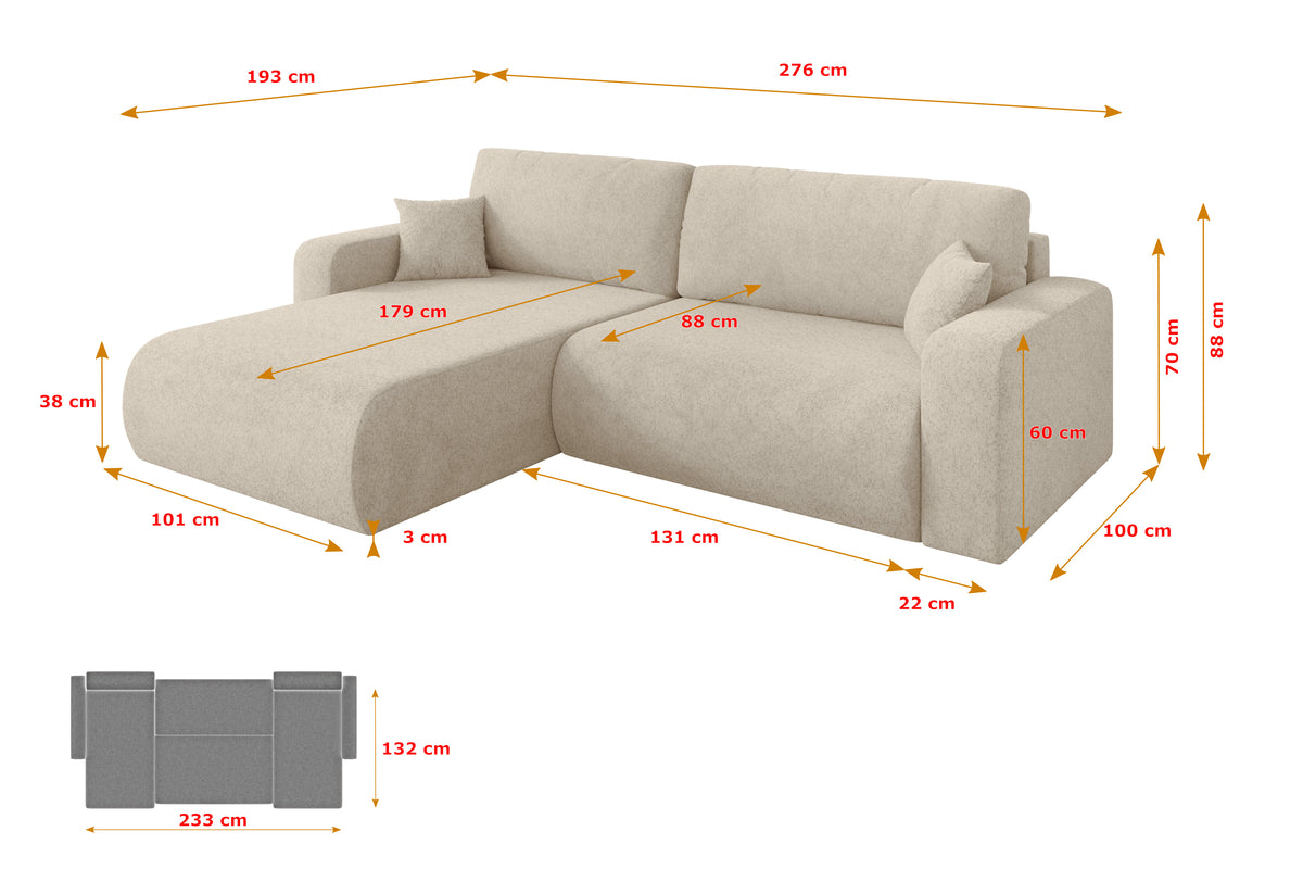 Ecksofa BERY-L Chenille