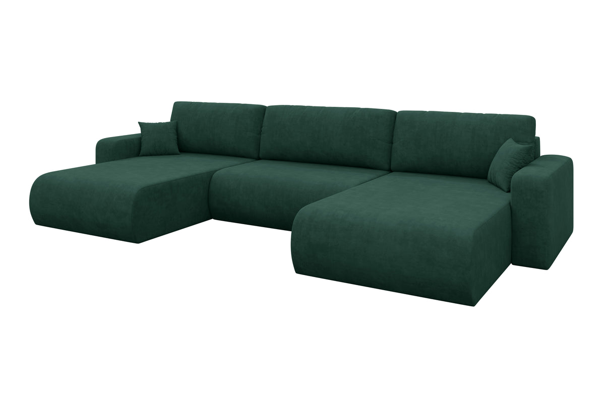 Narożnik BERY-U welur, Zielony - Dream Velvet 202.31 / W kształcie U / Z funkcją spania