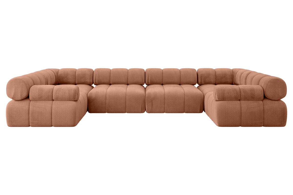 Wohnlandschaft BIRNO-U2 Samt, Apricot - Monolith 61 / U-Form / Ohne Schlaffunktion