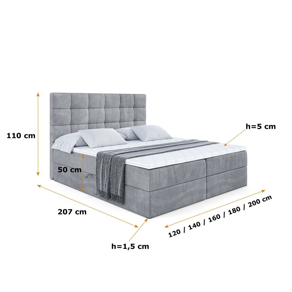 Łóżko boxspring BRUGO welur