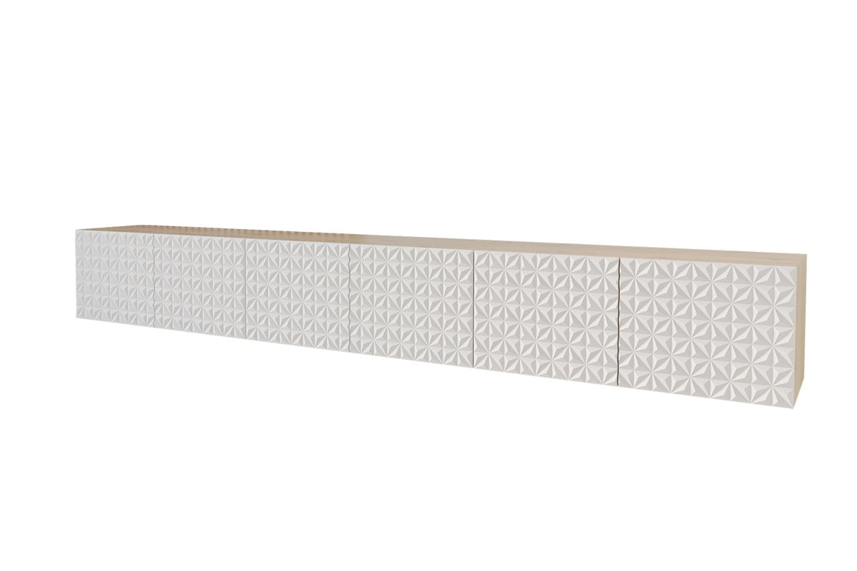 Szafka RTV VIRA, Dąb Artisan/Biały / 300 cm / Wiszący