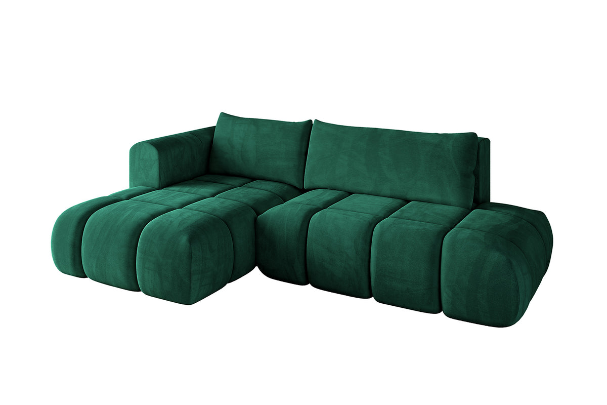 Narożnik CLOUD-L welur, Zielony - Dream Velvet 202.31 / Otomana z lewej / Z funkcją spania