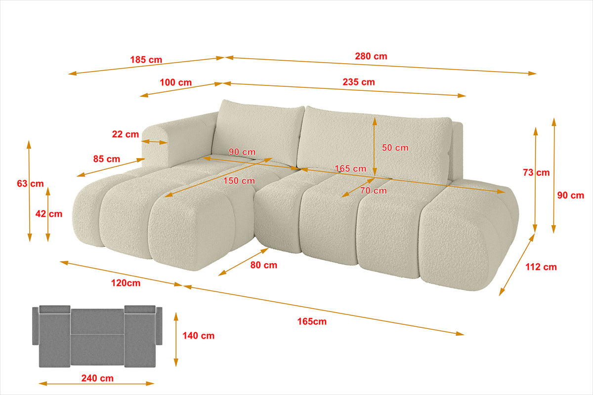Ecksofa CLOUD-L Bouclé