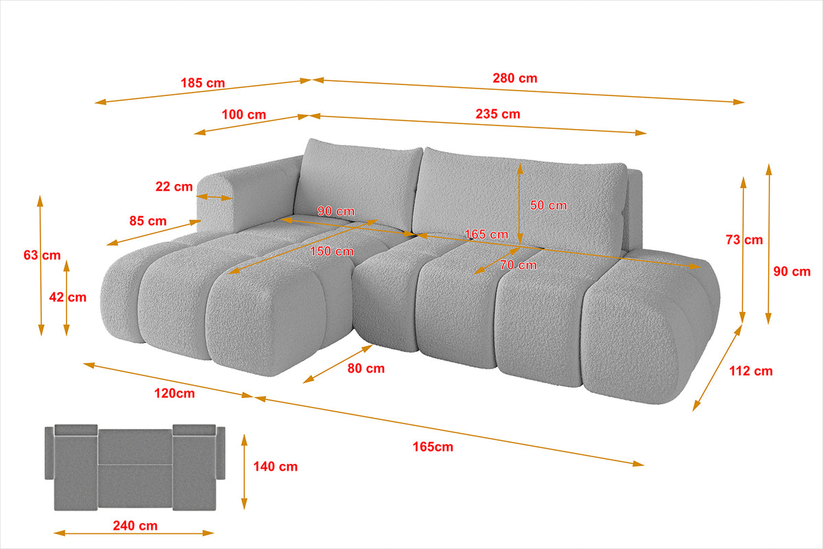 Ecksofa CLOUD-L Bouclé