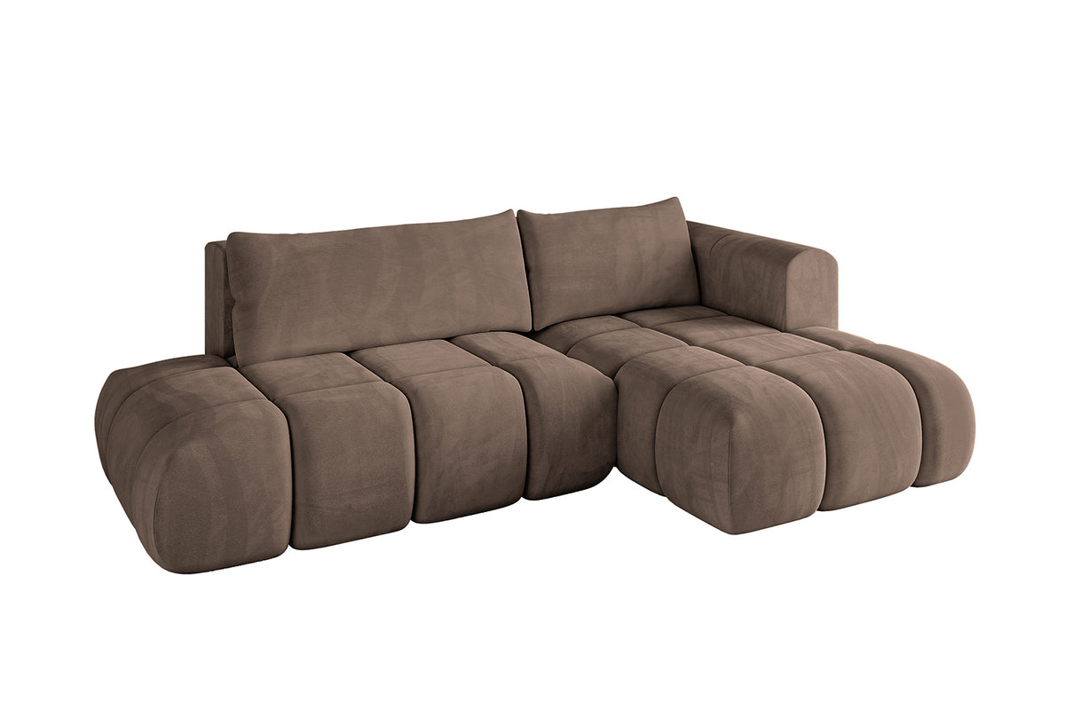 Narożnik CLOUD-L welur, Brązowy - Dream Velvet 202.37 / Otomana z prawej / Z funkcją spania