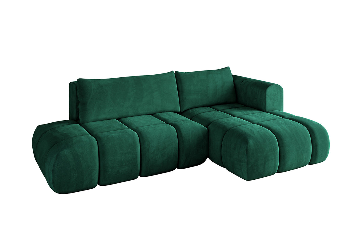 Narożnik CLOUD-L welur, Zielony - Dream Velvet 202.31 / Otomana z prawej / Z funkcją spania