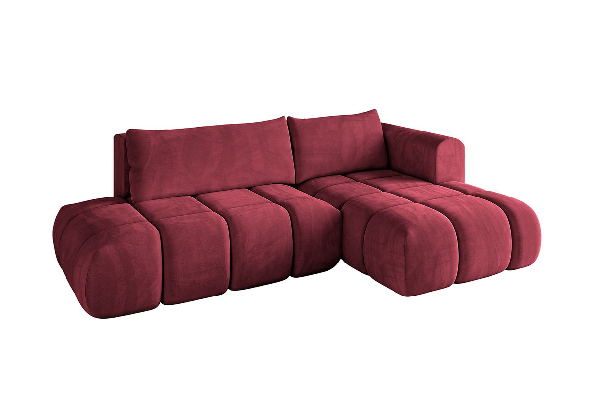 Narożnik CLOUD-L welur, Bordowy - Dream Velvet 202.11 / Otomana z prawej / Z funkcją spania