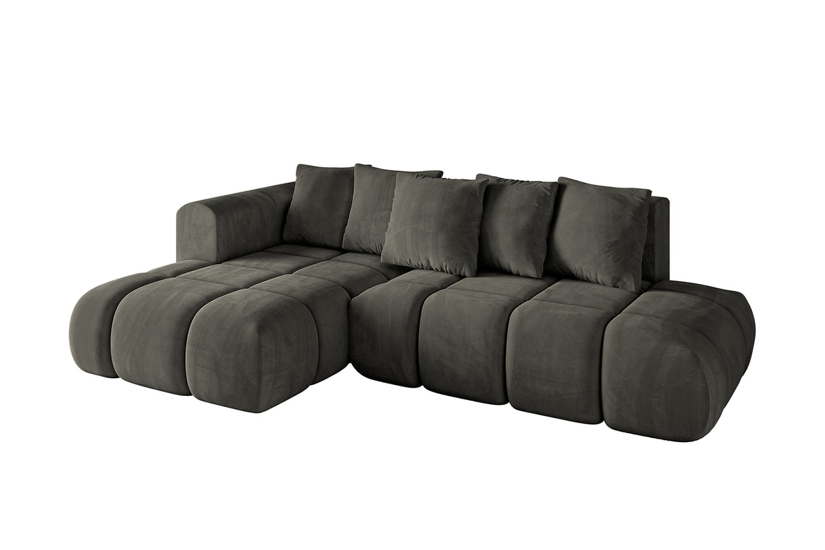 Narożnik CLOUD-L-v1 welur, Czarny - Dream Velvet 202.12 / Otomana z lewej / Z funkcją spania