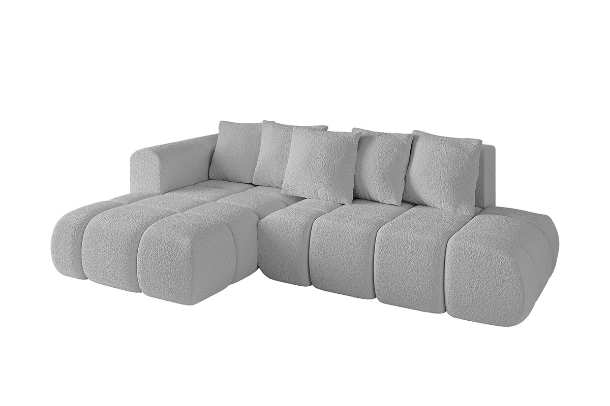 Narożnik CLOUD-L-v1 Bouclé, Jasnoszary - Quelle 83 / Otomana z lewej / Z funkcją spania