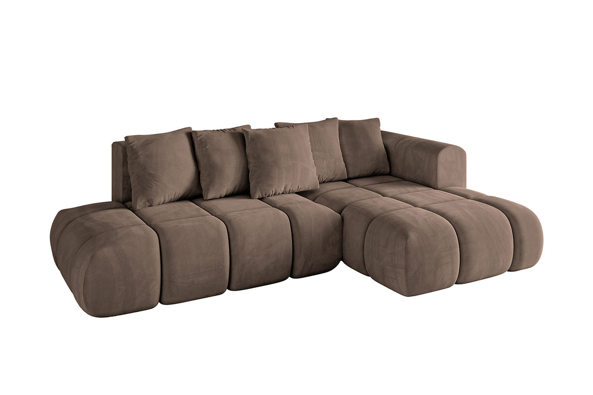 Narożnik CLOUD-L-v1 welur, Brązowy - Dream Velvet 202.37 / Otomana z prawej / Z funkcją spania