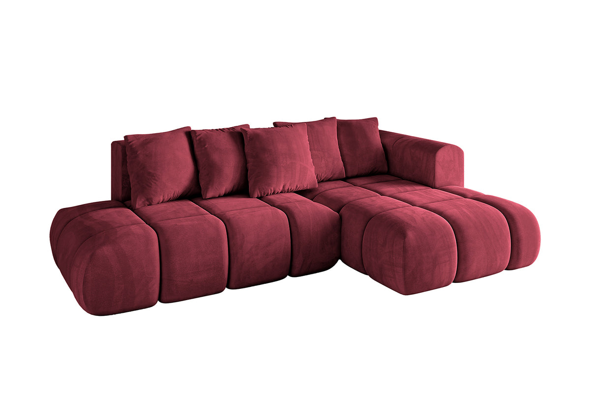 Narożnik CLOUD-L-v1 welur, Bordowy - Dream Velvet 202.11 / Otomana z prawej / Z funkcją spania