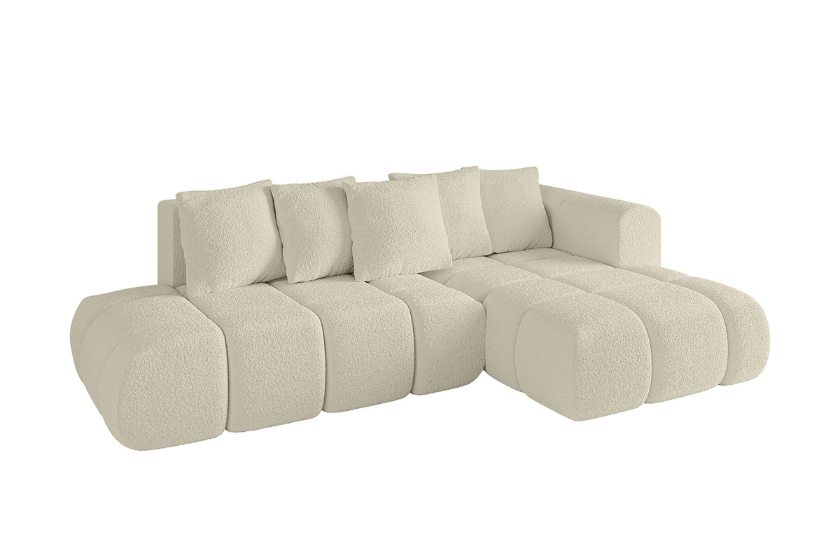 Narożnik CLOUD-L-v1 Bouclé, Beżowy - Quelle 02 / Otomana z prawej / Z funkcją spania