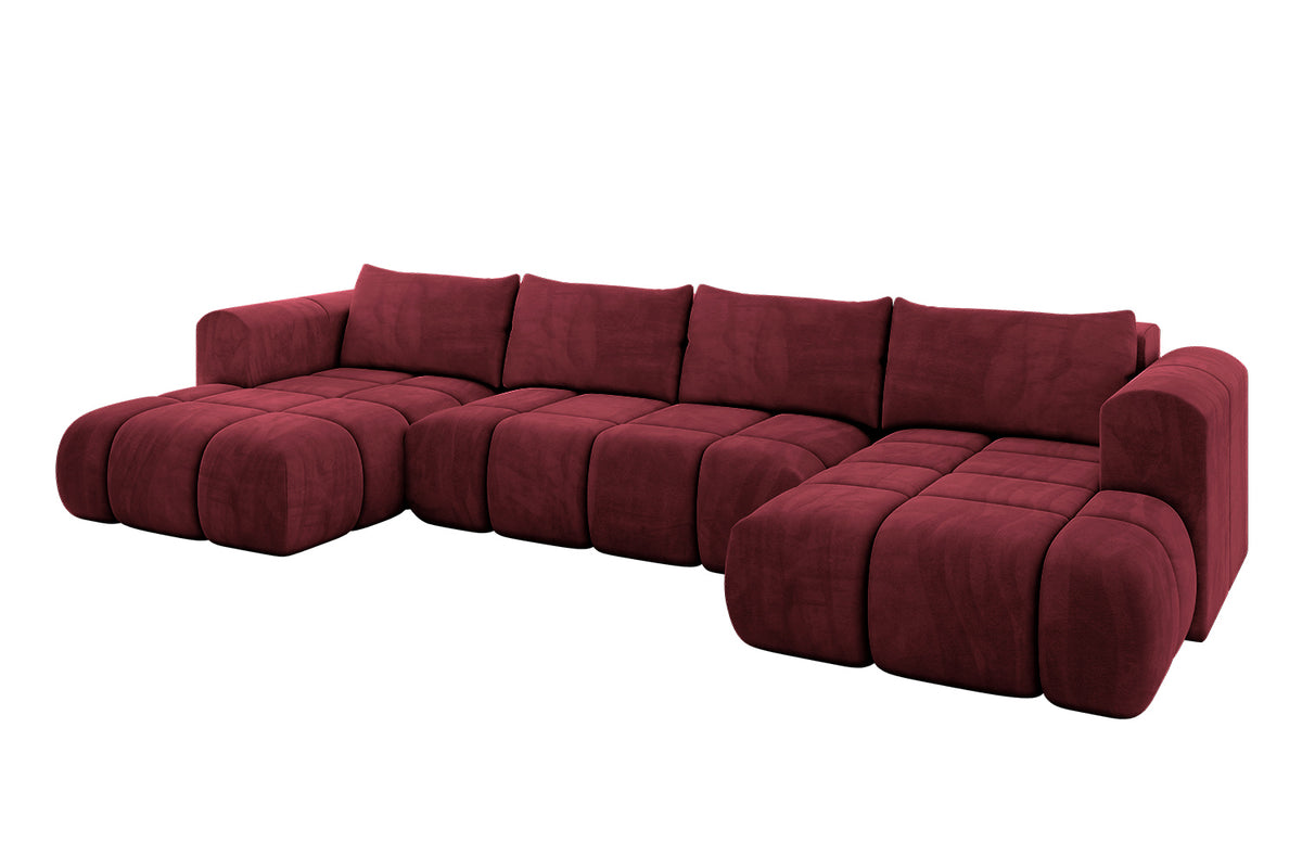 Wohnlandschaft CLOUD-U Samt, Bordeauxrot - Dream Velvet 202.11 / U-Form / Mit Schlaffunktion