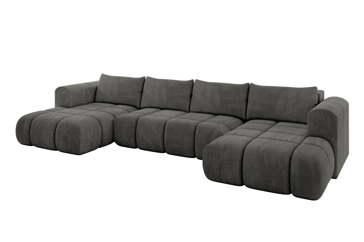 Wohnlandschaft CLOUD-U Samt, Dunkelgrau - Dream Velvet 202.13 / U-Form / Mit Schlaffunktion