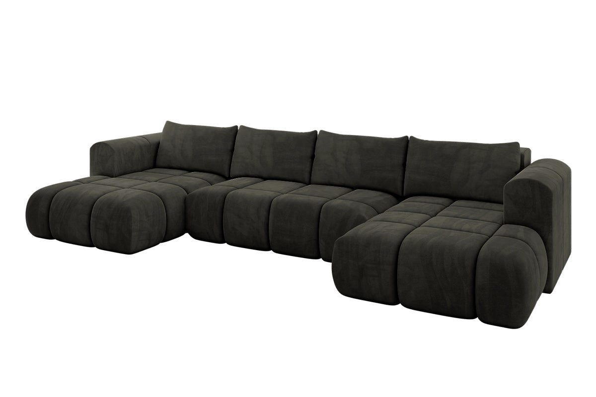 Wohnlandschaft CLOUD-U Samt, Schwarz - Dream Velvet 202.12 / U-Form / Mit Schlaffunktion