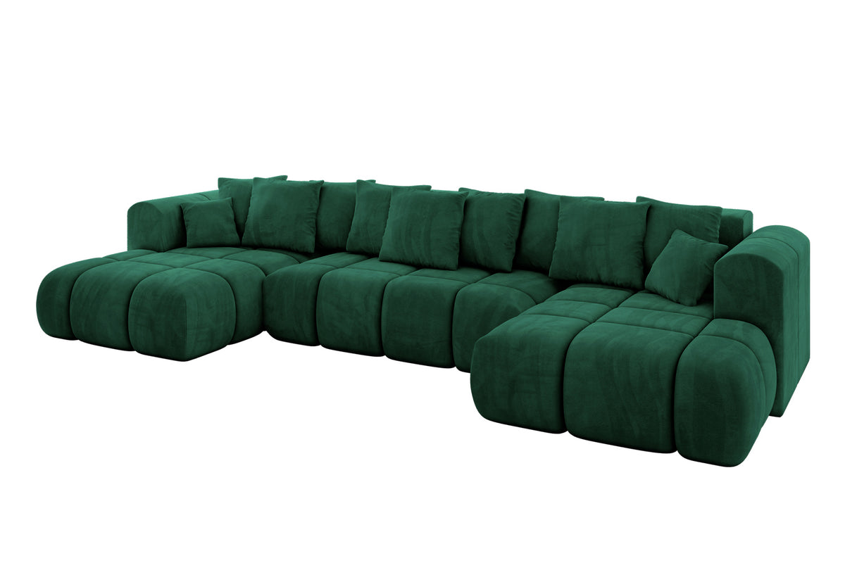 Narożnik CLOUD-U-v1 welur, Zielony - Dream Velvet 202.31 / W kształcie U / Z funkcją spania