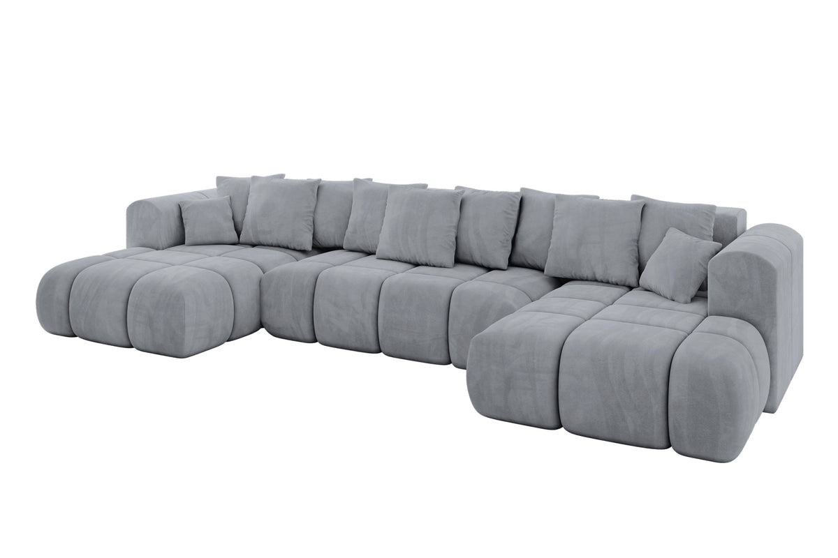 Narożnik CLOUD-U-v1 welur, Szary - Dream Velvet 202.17 / W kształcie U / Z funkcją spania