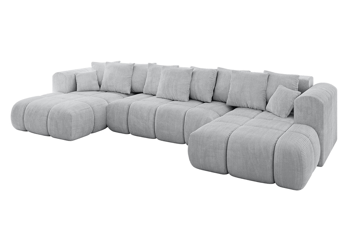 Narożnik CLOUD-U-v1 sztruks, Szary - Poso 110 / W kształcie U / Z funkcją spania