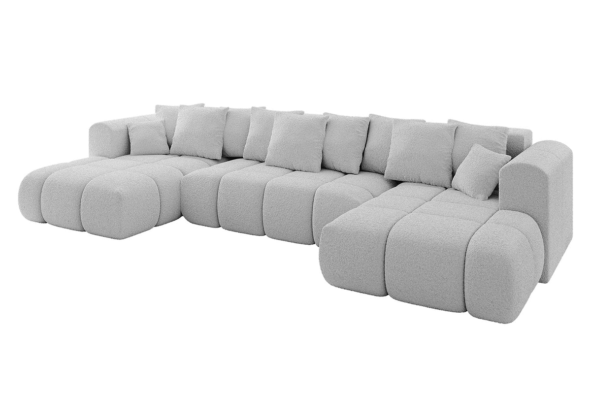Narożnik CLOUD-U-v1 Bouclé, Jasnoszary - Quelle 83 / W kształcie U / Z funkcją spania
