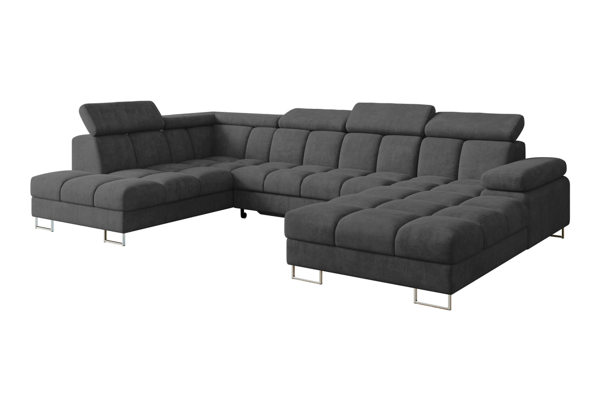 Wohnlandschaft COMA U Samt, Dunkelgrau - Dream Velvet 202.13 / Links / Mit Schlaffunktion