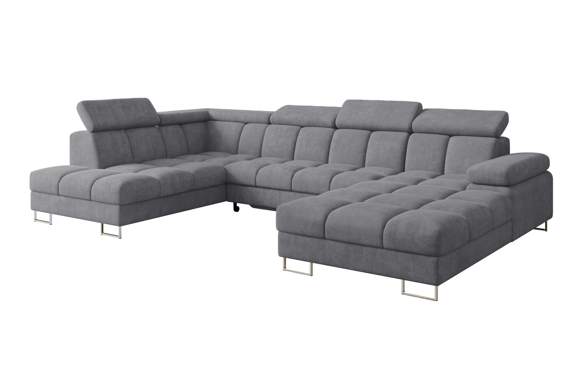 Wohnlandschaft COMA U Samt, Grau - Dream Velvet 202.17 / Links / Mit Schlaffunktion