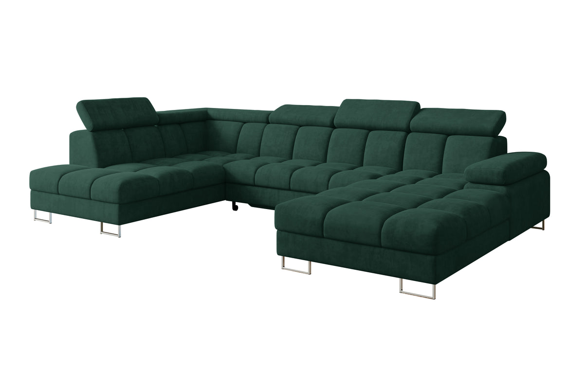 Wohnlandschaft COMA U Samt, Grün - Dream Velvet 202.31 / Links / Mit Schlaffunktion