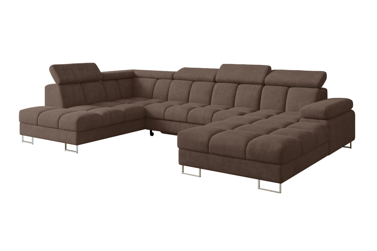 Wohnlandschaft COMA U Samt, Braun - Dream Velvet 202.37 / Links / Mit Schlaffunktion