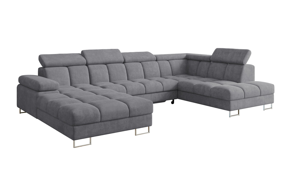 Wohnlandschaft COMA U Samt, Grau - Dream Velvet 202.17 / Rechts / Mit Schlaffunktion