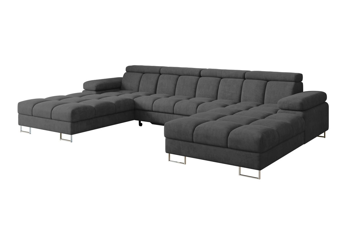 Wohnlandschaft COMA U2 Samt, Dunkelgrau - Dream Velvet 202.13 / U-Form / Mit Schlaffunktion